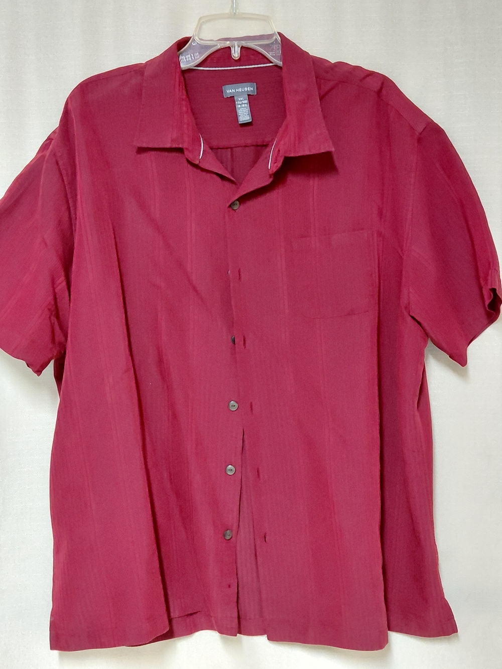 Van Heusen Men's Short Sleeve Button-Down Shirt - Deep Burgundy (XXL)